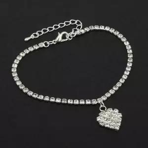 패션 레트로 커플 다이아하트 발찌 XxZ6+7sSV