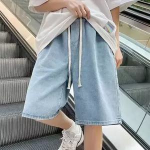 남자 허리밴딩 청반바지 데님반바지 여유핏 트렌디 넉넉한통