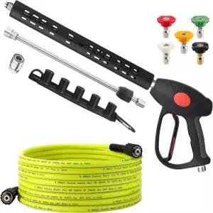 M MINGLE 압력 세척 호스 및 건 키트 노즐 팁 5개와 M22-14mm 피팅이 포함된 25피트 파워 료비 심슨 장인