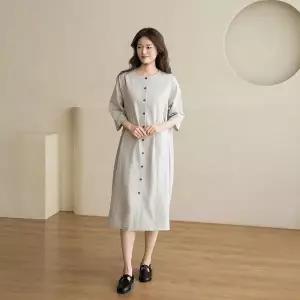[마담4060]엄마옷 마담4060 [내추럴포엠]셔링무지린넨 여성 데일리 원피스 -ROP2603003-..