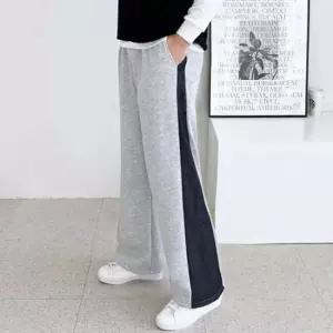 남자 겨울 데님 라인 기모 안감 와이드 스트링 팬츠