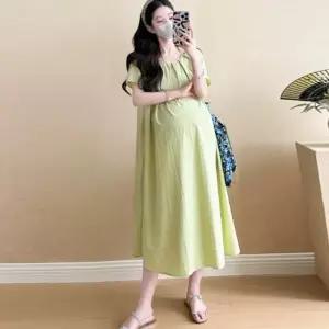 플리츠 반팔 롱 원피스 여성스러운 편안한 착용감 uWQ9+3ZYG