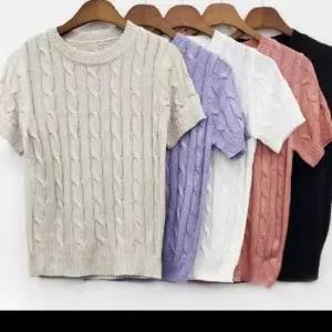 [의류] 이지 꽈배기 반팔 니트 티셔츠 데일리 여름 루즈핏 브이넥 니트웨어 55 66 77