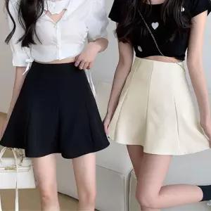 [오노마] ONM 하이웨스트 플레어 뒷지퍼 미니스커트 속바지내장