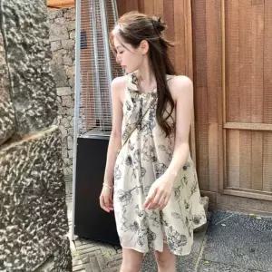 [오노마] ONM 여성 플라워패턴 여신 프린트 슬리브리스 원피스