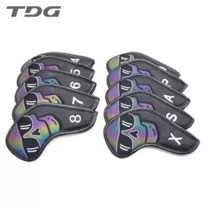 홀로그램커버 (티디지) 레이저 블랙 스컬 골프 헤드 아이언 커버