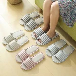 [오노마] ONM 린넨 스트라이프 실내 슬리퍼 하우스웨어 편안한 패턴