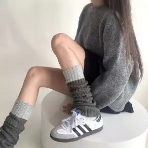 니트 (쓰러담아) 투톤 레그워머 발토시 타이즈 긴양말