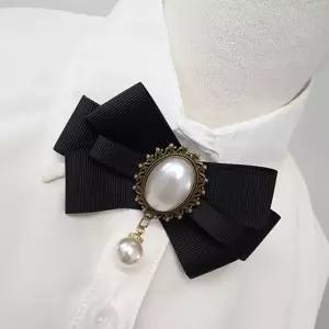 여성 브로치 옷핀 큐빅 리본 진주