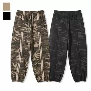 남자 카모 트랙 와이드 밴딩 시보리 팬츠 AC-PTA-Q074-베이지