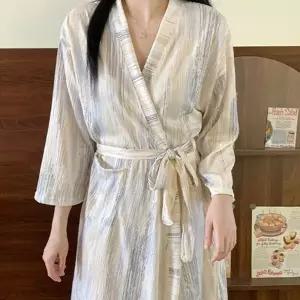 패턴 여성 롱가운 루즈핏 샤워 잠옷 커플 가운