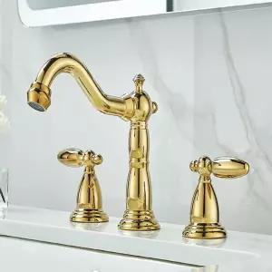 빈티지 엔틱 욕실 수전 3홀 3피스세트/골드 세면대 세수대 3 피스 세트