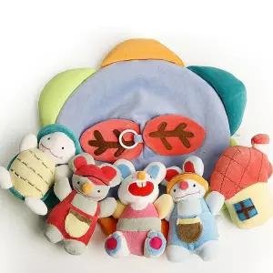 신생아 토끼와거북이 컬러모빌 봉제인형 딸랑이
