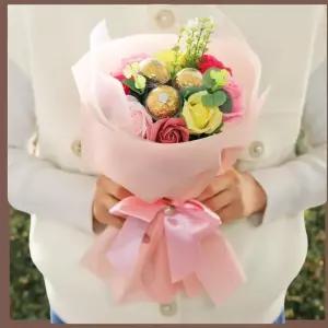 임신 축하 꽃다발 졸업식 졸업 선물 발표회 학예회 기념일 핑크 톤 초콜릿