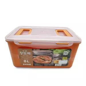 8L 황토락 김치통 6호 중 핸들 밀폐 절임 보관