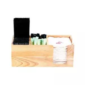 원목디스펜서 우드 5구 테이크아웃 디스펜서 냅킨 빨대 커피 정리대