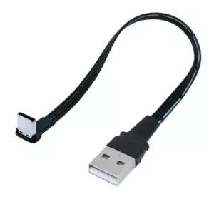평면 USB 엘보 to C타입 수 충전 데이터 케이블 버전, 2.0 커넥터 엘보, 좌우 각도 유연한 케이블, 5cm-1m