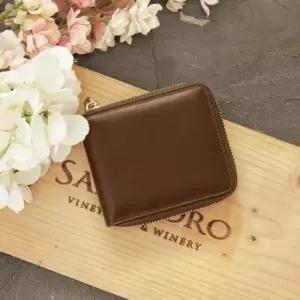 심플 천연소가죽 여성 반 중지갑 카드 지퍼 수납지갑 F8011