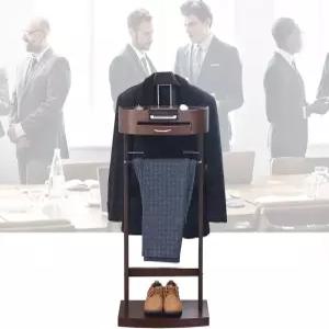 코트 랙 옷장 발렛 솔리드 우드 수트 스탠드 바닥 스탠딩 의류 및 서랍 선반 바지 바