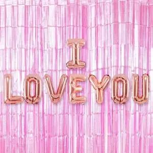 + 은박 파티 로즈골드 메탈핑크 풍선 사랑 세트 커튼