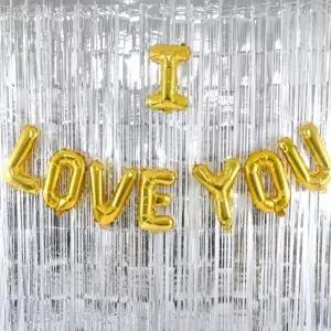 사랑 골드 생일 풍선 은박 커튼 파티장식 세트 실버 +