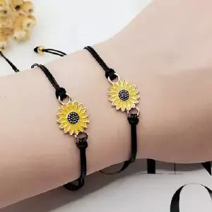 해바라기 우정 커플 길이조절 팔찌 졸업기념 2p