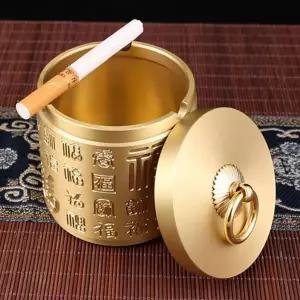 고급 황동 재떨이 밀폐형 뚜껑 재떨이 인테리어 업소용 빈티지 가정용