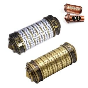 레오나르도 다빈치 코드 키덜트 메탈 Cryptex 잠금 결혼 수집 발렌타인 데이 편지 반지 암호 탈출 챔버 소