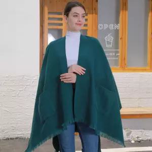 여자망토 솔리드 포켓 수술 가디건 케이프 트임 사계절 보온 여행 심쿵희망