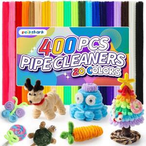 POIKSHARK 400 DIY 다색 벌크 재료용 클리너 스템 PCS 레인보우 용품 20가지 두꺼운 12인치X6MM 샤닐 공예품 프로젝트용 공예 클리너 퍼지 예술 파이프