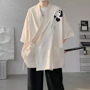 천진반남자 외투 간절기 망토 데일리룩 봄여름 캐주얼부 카디건 브이넥 도포 자수 에스닉 코트 KUK5