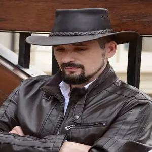 가죽 로데오 승마 버킷햇 카우보이 모자