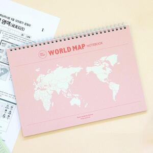[2개구성] 인디고 혼자공부 세계사 노트 B5 세계 핑크 문구 학용품 캐릭터 지도 공책 AWFFXMF2