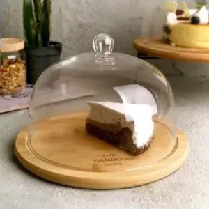 케익박스 인생띵작 우드 뱀부 유리 케익돔 소형