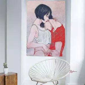 대형 m 커플세로 패브릭 포스터nop777