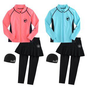 [리베라] 초등여아주니어 집업래쉬가드&워터치랭스 생존수영복세트 [BBSS1310J]