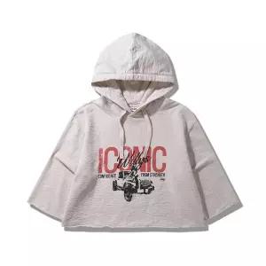 [지프]JQ2THF033 아이보리 여성전용 빈티지 7부 후드티셔츠_SC