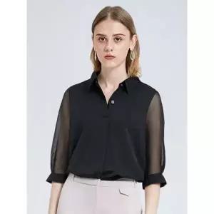 [하프클럽/샤트렌]티블라우 캐쥬얼 티셔츠 블랙 HCCMTS206