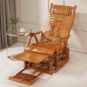 대나무 흔들의자 가정용 각도조절 싱글 길이조절 안락 의자 원목 낮잠 체어 철제 조절