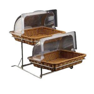 전시대 2단 음식 식당 뷔페 플라스틱 투명 식빵 뚜껑 테이블 보관함 타입 케이크 단 이중