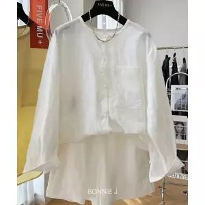 [하프클럽/]여름 투피스 면마 위아래 셋업 라운드 블라우스 반바지 여름 투