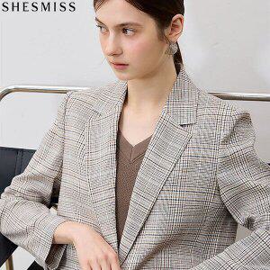 [쉬즈미스] 고품격 클래식 린넨 원버튼 체크 자켓 (택가격 398000원) (P003651942)
