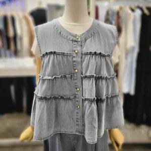 [밸리걸]캉캉 프릴 데님 베스트 821240