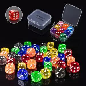 케이스포함 세트 보드게임 인기 수업용 주사위 신상품 컬러 16mmx9개 놀이 선물 투명 학원