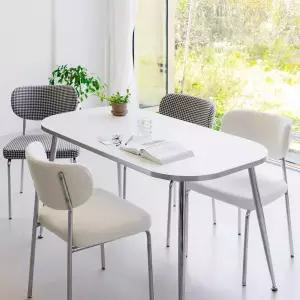 헤일리 실버 식탁 1인 2인 4인 테이블 화이트 미드센추리 1000 1200 1400 1600