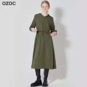 [오조크(OZOC)] 후드 반집업 스트링 원피스 (택가격 128000원)