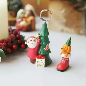 크리스마스 미니어처 산타 강아지 세트 1P 선반 소품