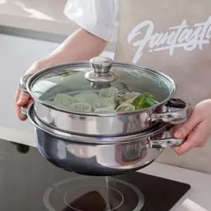 올스텐 304 인덕션 2단 찜솥 28cm 대용량 인서트 다용도 찜기 냄비