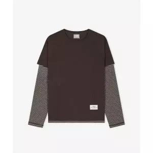 [뉴발란스]NBNDG2W322 WOMEN 스트라이프 레이어드 티셔츠 BROWN 700612