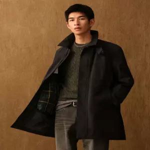 헤지스 남성 26SS 네이비 디테쳐블 라이닝 헌팅 코트 HZCO6A101N2